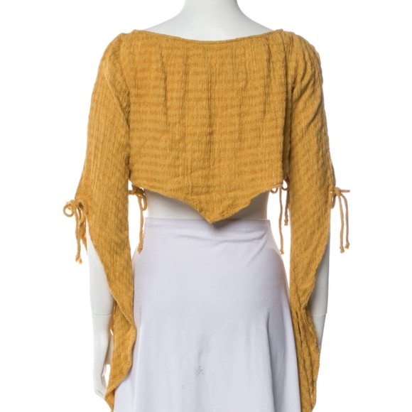 Savannah Morrow Sol Bell Sleeve Crop Top in Sunshine Yellow - Picture 6 of 11
